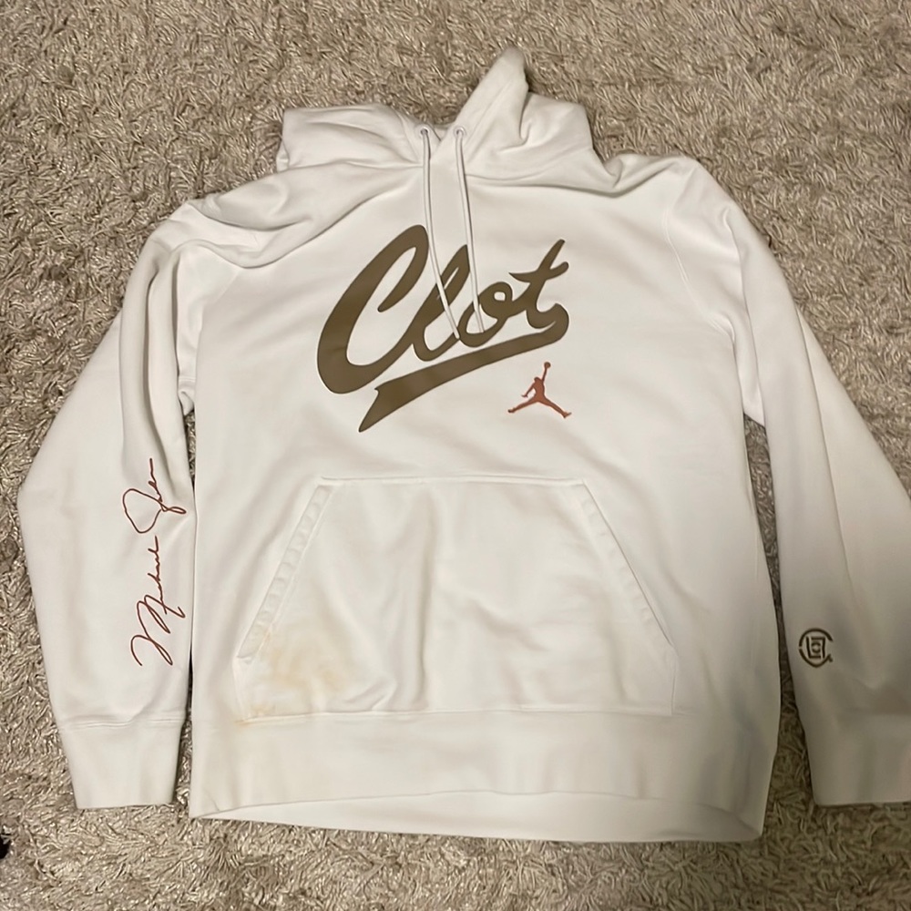 White Jordan x Clot hoodie, color:white